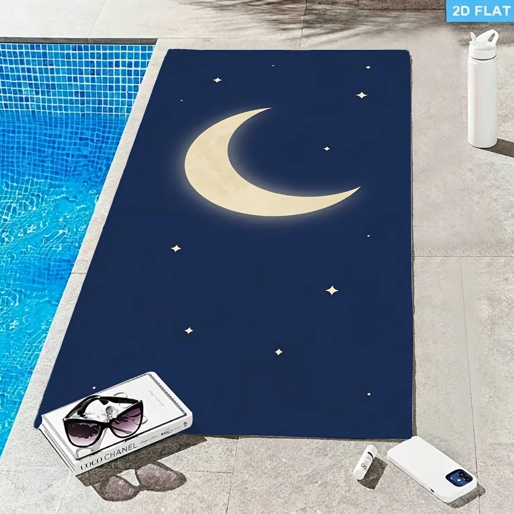 Palmetto Tree Beach Towel South Carolina Flag Style Navy White Moon Crescent Poolside Decor Summer Vacation Stylish Adult