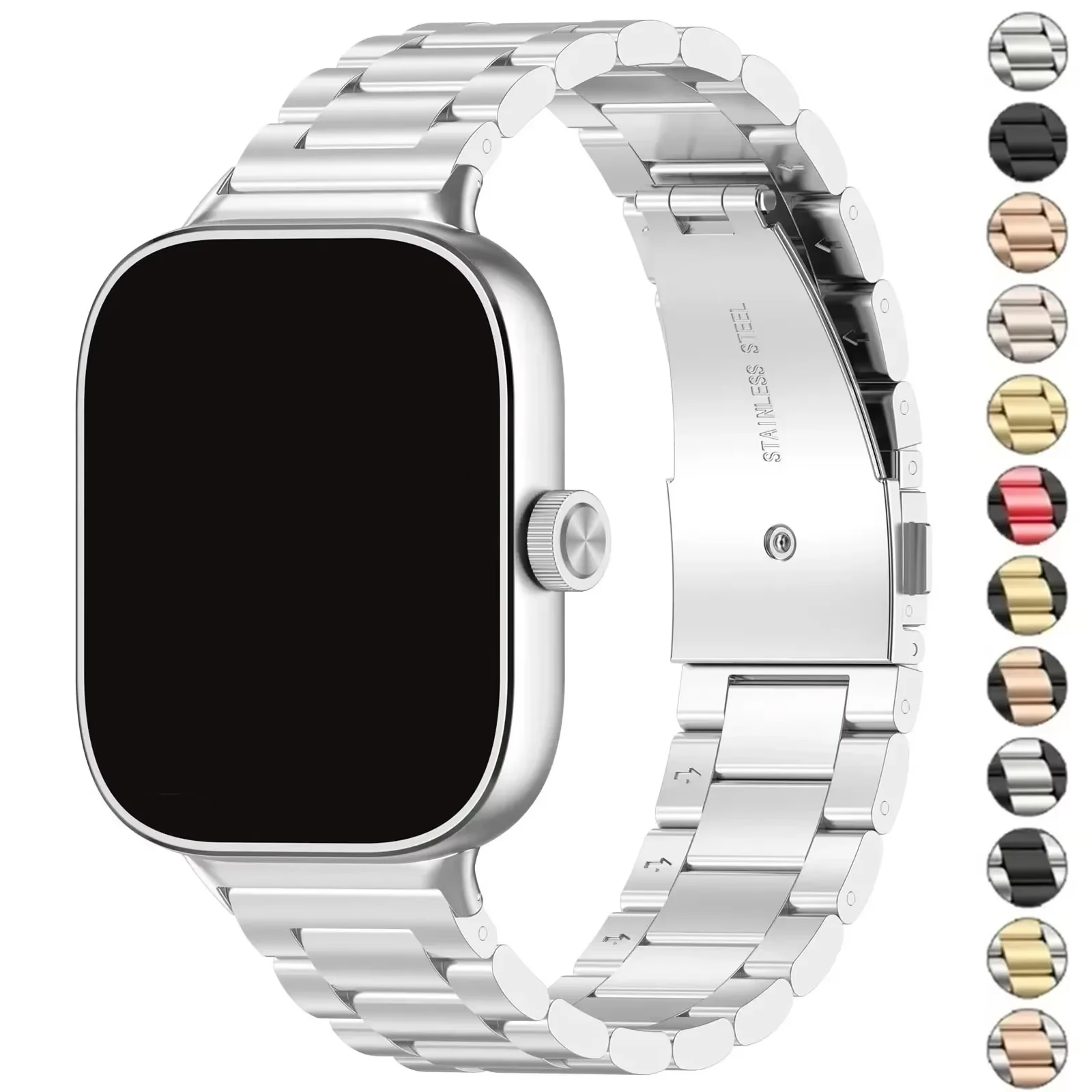 Pulseira de Aço Inoxidável para Redmi Watch6 5 4, Banda de Luxo Metálica Substituta para Xiaomi MiBand8/9Pro, Bracelete Esportivo Correa