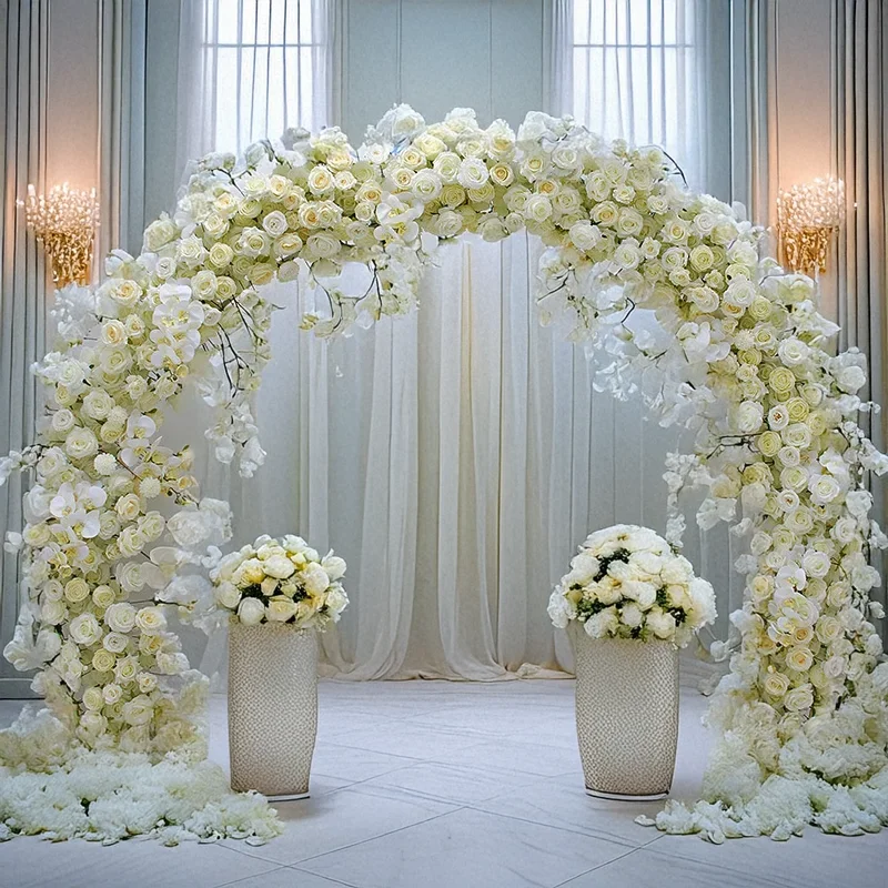 

Желтая искусственная роза U-образная арка, украшение для витрины, зала с длинными рядами цветов для украшения свадебного фона