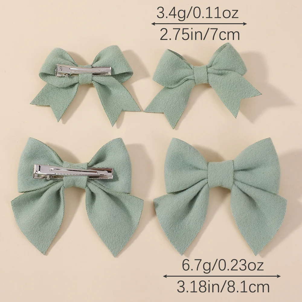 4Pieces/set Cute Girls Grosgrain Ribbon Hair Bows with Clips Solid Cotton Hair Clips for Children Headwear Kids Hair Accessories