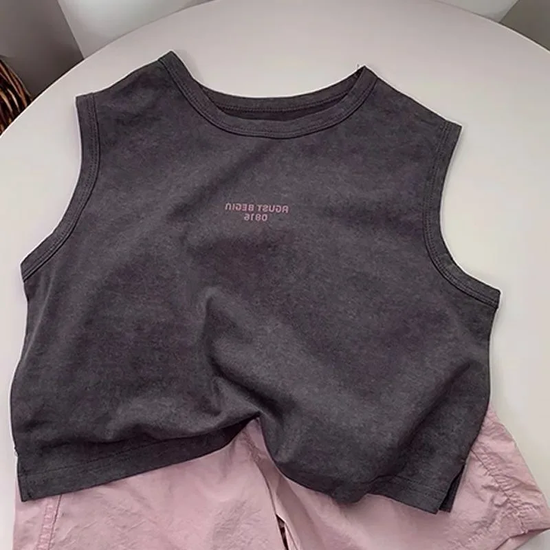 Summer Kids Baby Boys 2PCS Clothes Set Muslin Letter Sleeveless Tee Suits Loose Solid Elastic Waist Shorts Toddler Baby Boy Suit