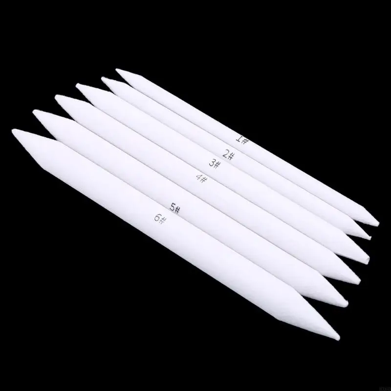 Hx6d 6pcs مزج Smudge Tortillon Stump Sketch 6 أحجام فنية أداة الرسم الباستيل جديد