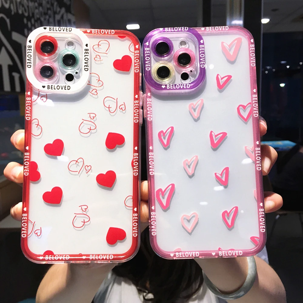 For Xiaomi 11 Lite 5G NE Case Soft Love Heart Transparent Xiaomi 11T Mi 10T Pro 10 S 11 Phone Case Bumper Shockproof Back Cover