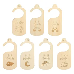 7pcs Set Wooden Baby Closet Dividers for Newborn 24 Months Bedroom Wardrobe Infant Clothes Organizers Clothes Size Divider Label