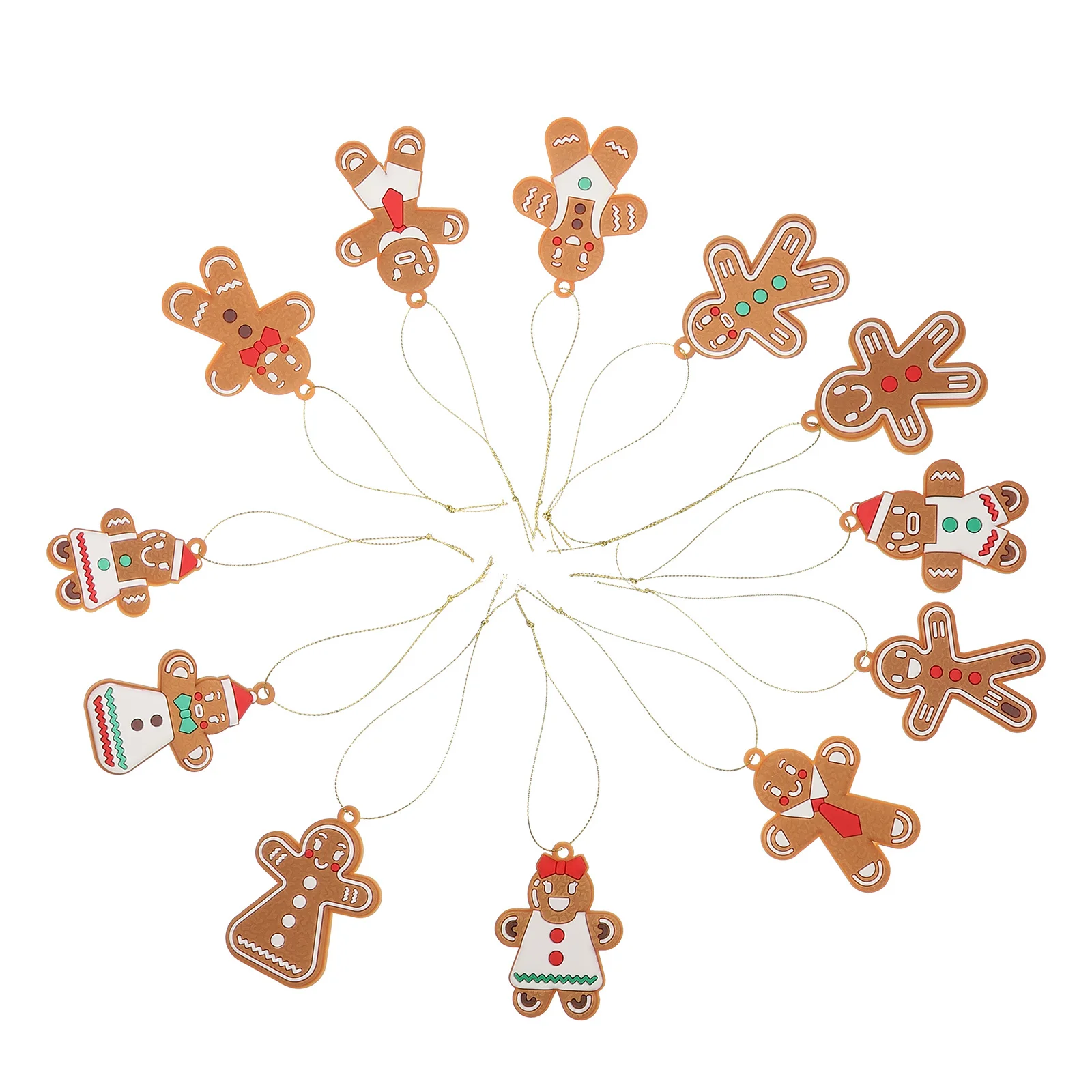 

12Pcs Gingerbread Man Pendant Christmas Hanging Decor Unique Tree Decoration Holiday Festival Ornaments Home Pendant