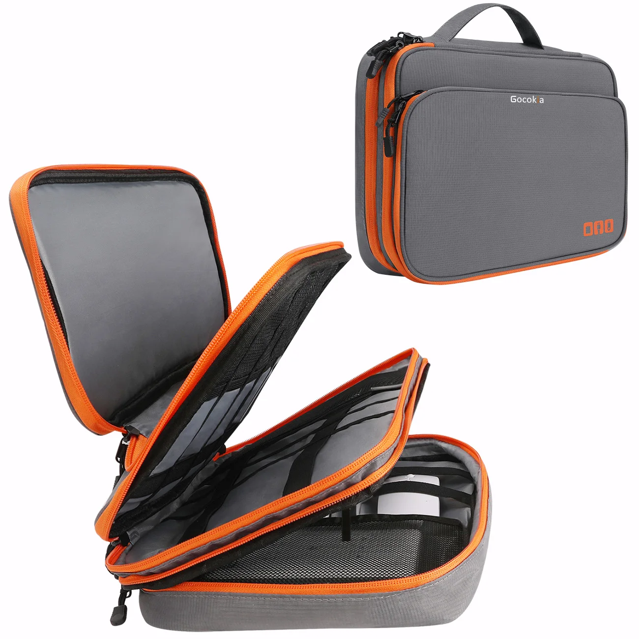 Multi Layer Electronic Accessories Organizer, Storage Handbag with Front Pocket Travel Cable Organizer Large Capacity for iPad