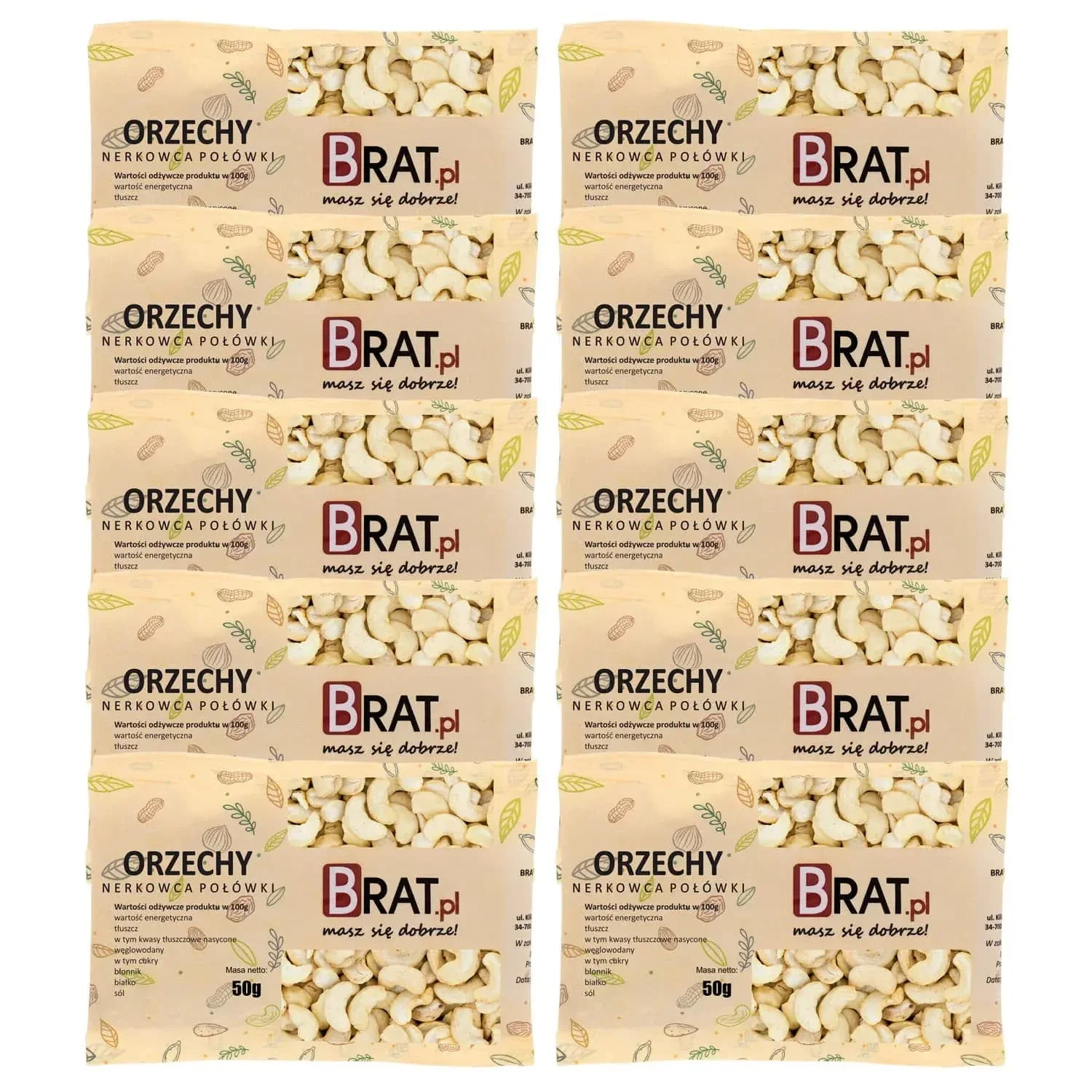 Orzechy nerkowca połówki 10 x 50g