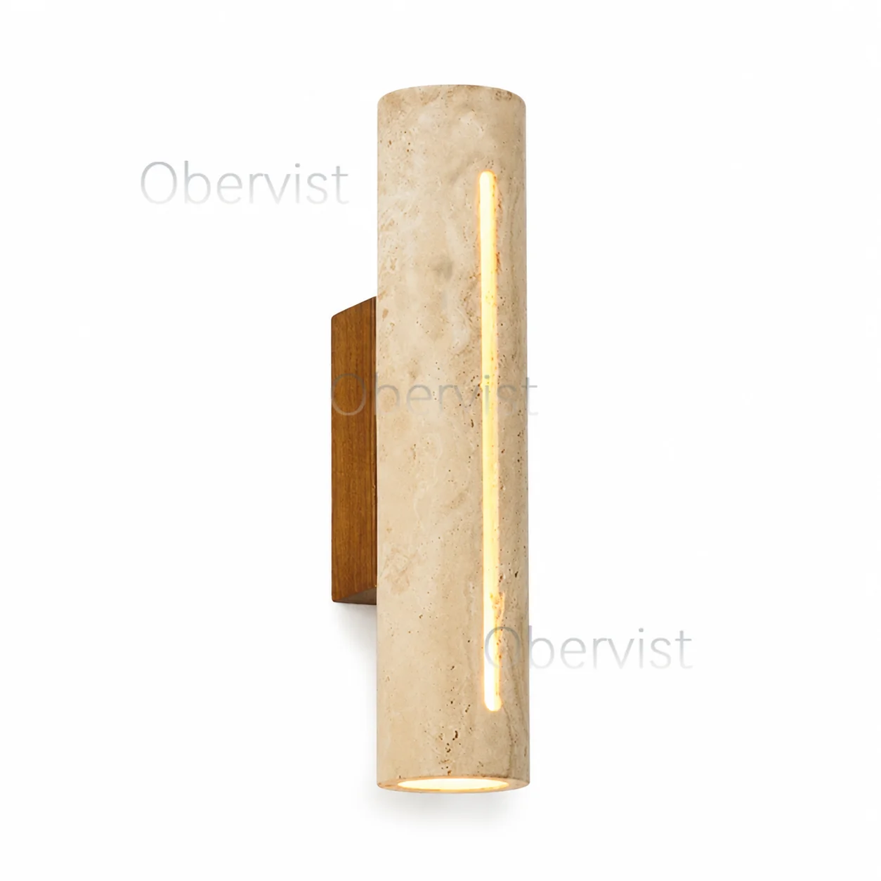 Japanese Style Yellow Travertine Wall Sconce Stone Wood Bedside Lamp for Living Room Bedroom Hallway Decor
