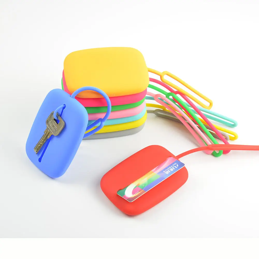 

Square Silicone Key Bag Candy Color Key Chain Key Holder Card Holder Creative Female Silicone Key Storage Bus Card Set Card Bag