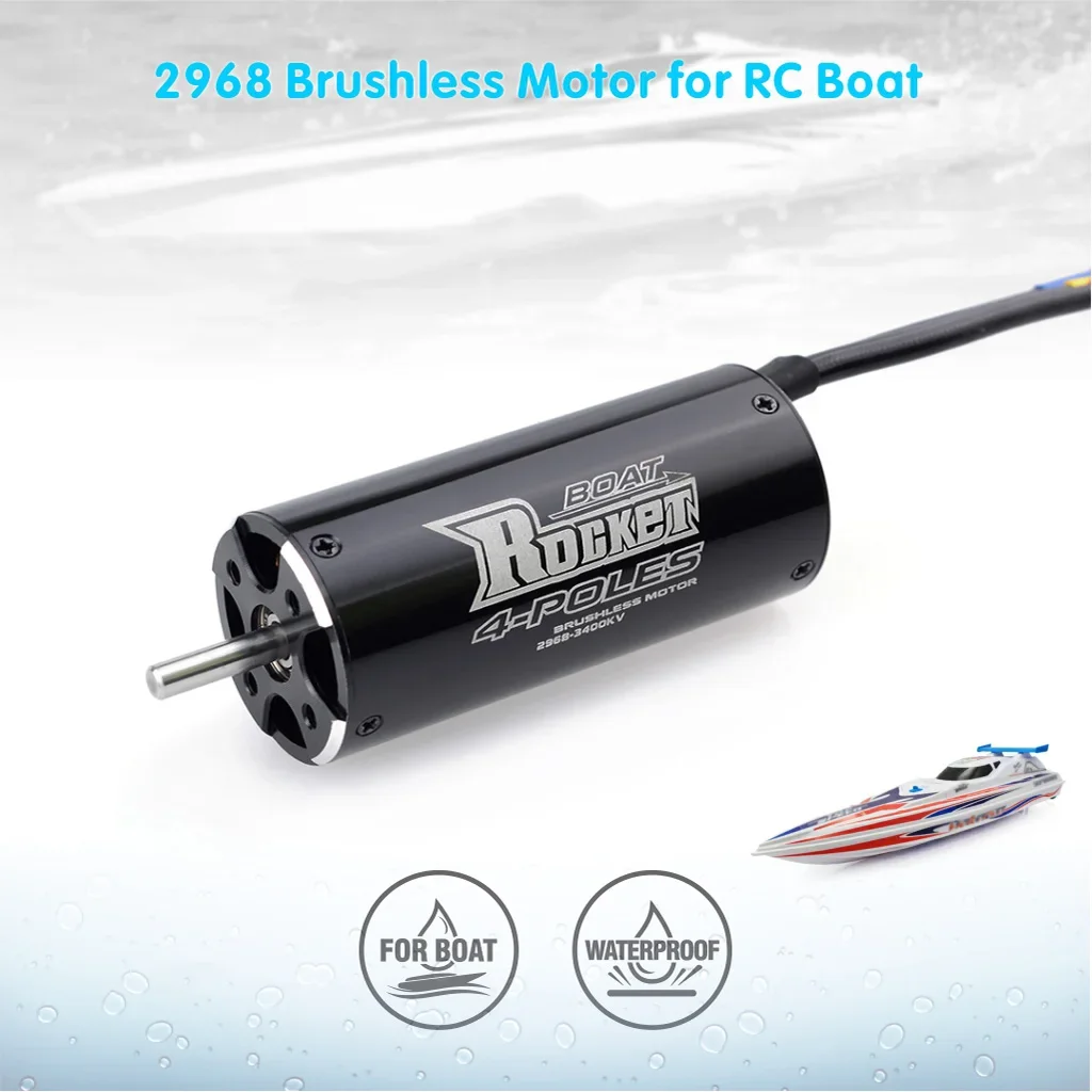 SkyDElSURPASS HOBBY Rocket 2968 3800KV 3400KV 4 Poles Brushless Sensorless Motor For 600-800mm RC Boat Ship RC Car Accessories