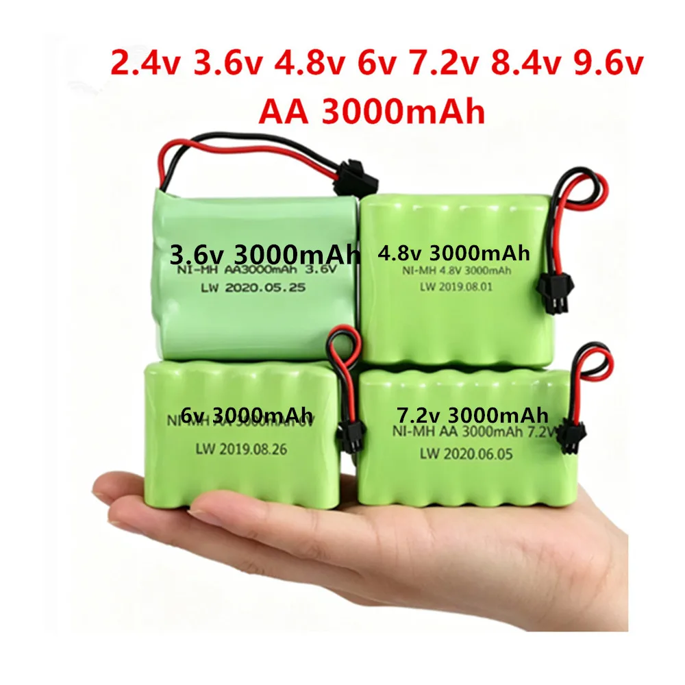 3.6V 4.8V 6V 7.2V 8.4v 9.6v 3000mah NI-MH Battery Pack Remote control RC Electric toys car boat AA Rechargeable Ni-MH Bateria
