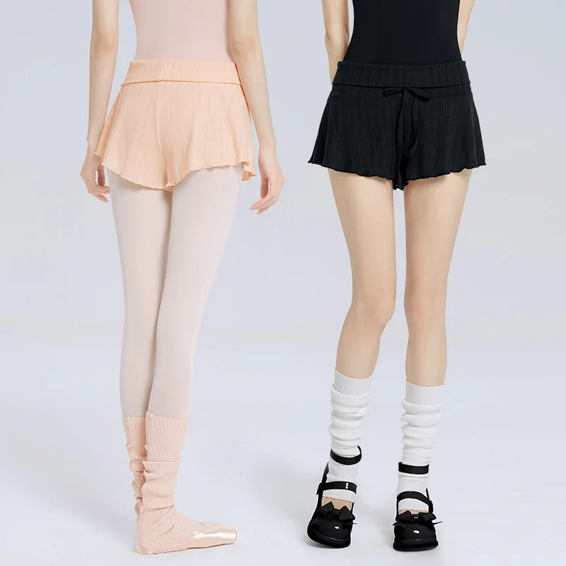 Pantaloncini da balletto da donna Pantaloni da allenamento per yoga e danza con coulisse a vita alta