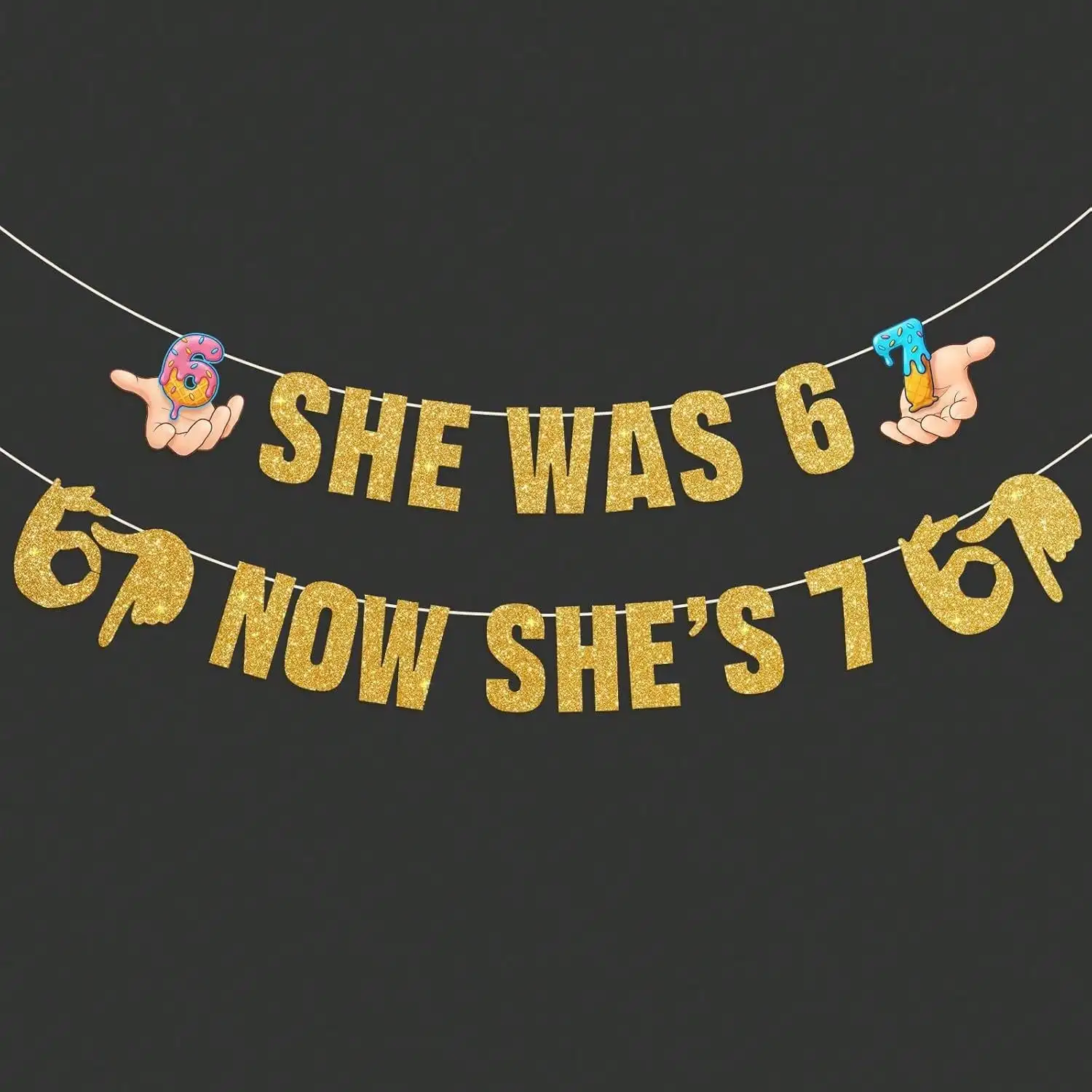 

Fun "I WAS 6 NOW I'M 7" Happy Birthday Banner For Children's Party Decoration, Party Decorations, Party Decor, Exquisite & Beautiful Hanging Garland Decorations Summer Birthdays Weddings RZKW