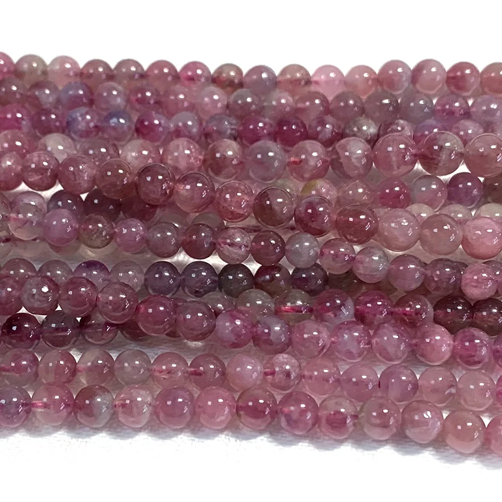 

Veemake Pink Tourmaline Natural Gemstones DIY Necklace Bracelets Earrings Small Round Beads For Jewelry Making 07620