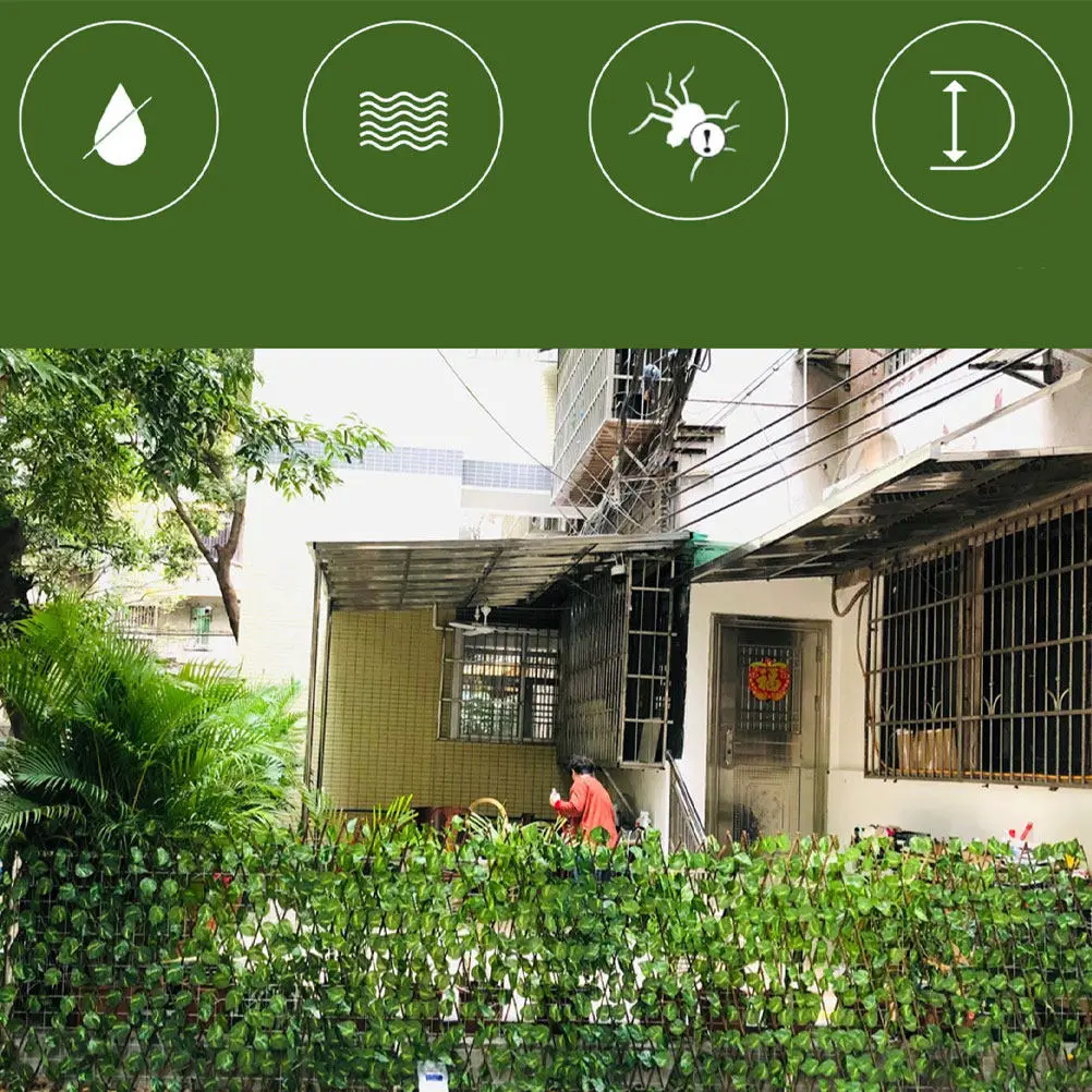 1Pcs Green Plant Fence Stretchable Simulated Leaf Balcony Garden Decoration Outdoor Protective Retractable Artificial Hedge Wall