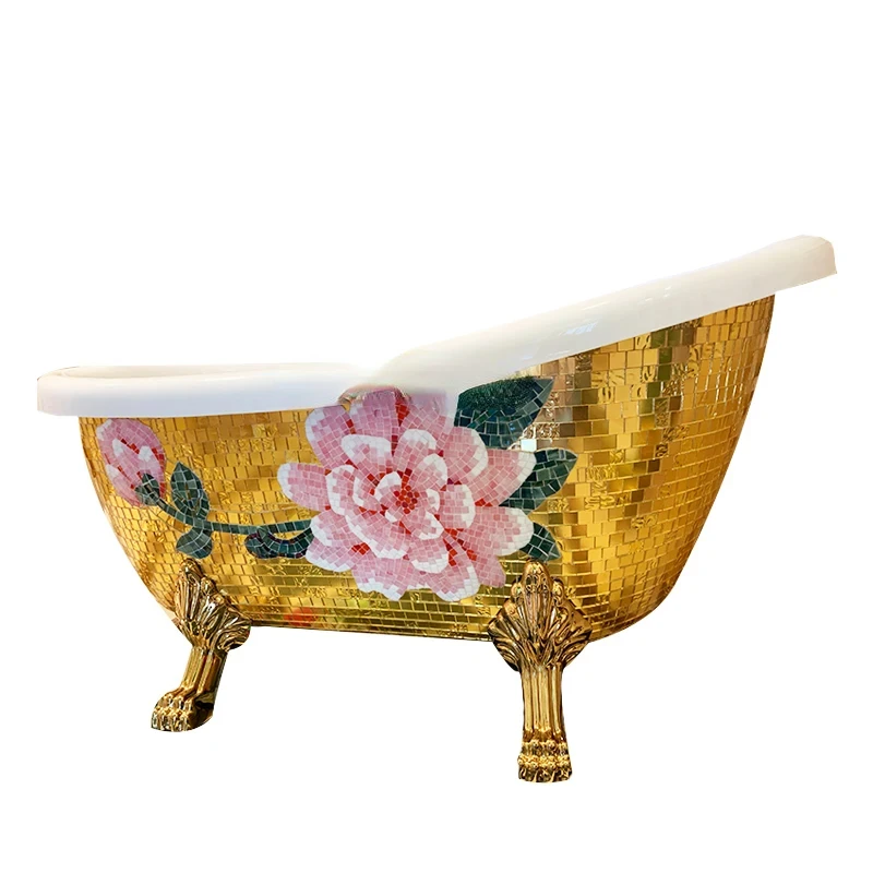 

European Imperial Concubine Golden Bathtub Pearl Acrylic Household Adult Bathtub 1.5 M