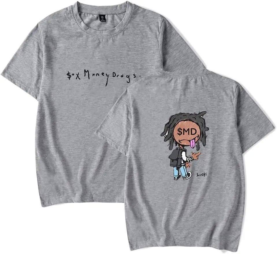 lucki Merch Album SMD Graphic Tshirt for Men/Women Music Fans Hip hop Crewneck Pullovers halajuku Tops