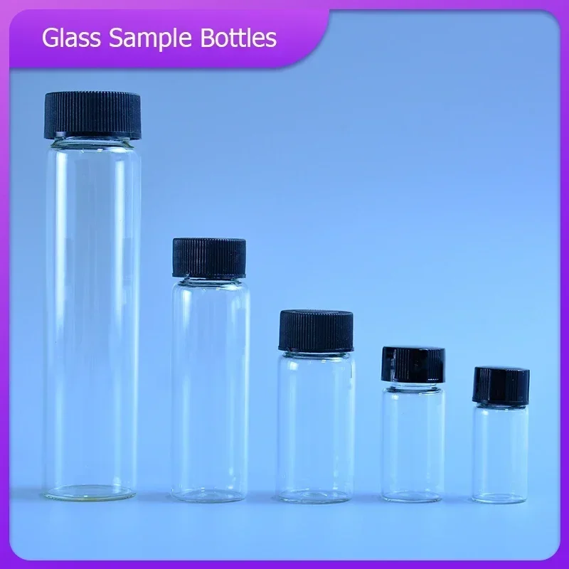 LAB 3ml to 50ml Transparent clear Glass sample bottles essential oil bottle Lab Chemistry Vial Container