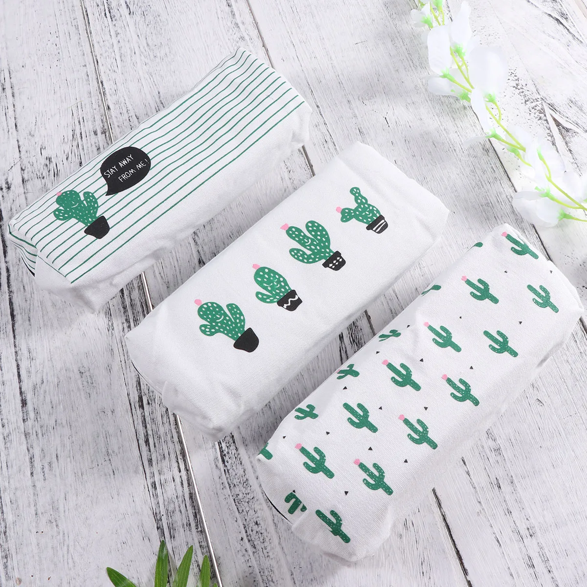 

Cactus Pen Bag Pencil Canvas Case Small and Fresh School Supplies Middle Student
