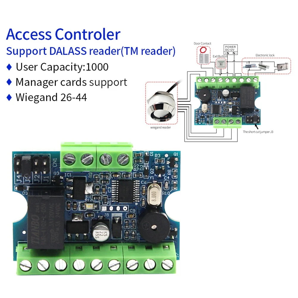 [B24B!】 12V Access Controler With Magnetic Lock Gate Entry System Set Touch Memory DALAS TM Reader PCB Access Control Board
