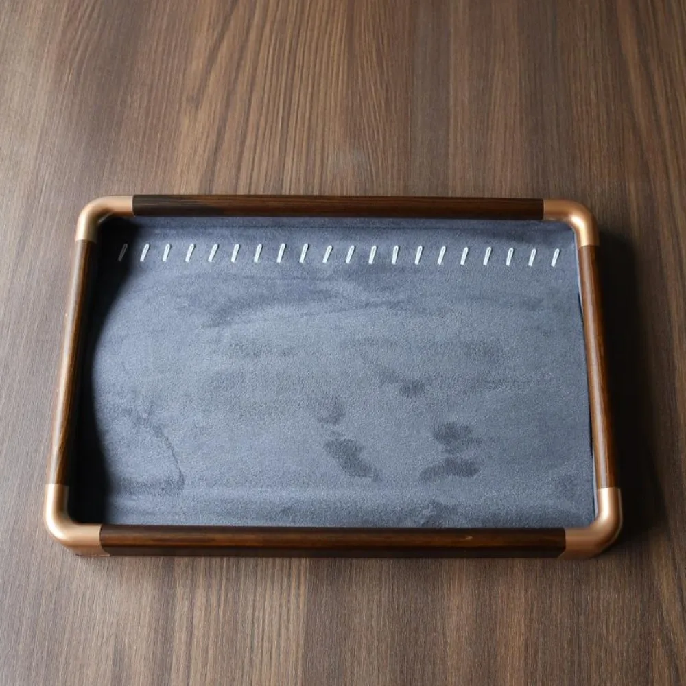 

Velvet Wooden Jewelry Tray Necklaces Bracelets Large Capacity Jewelry Organizer Storage Box Earrings Rings Jewelry Display Tray