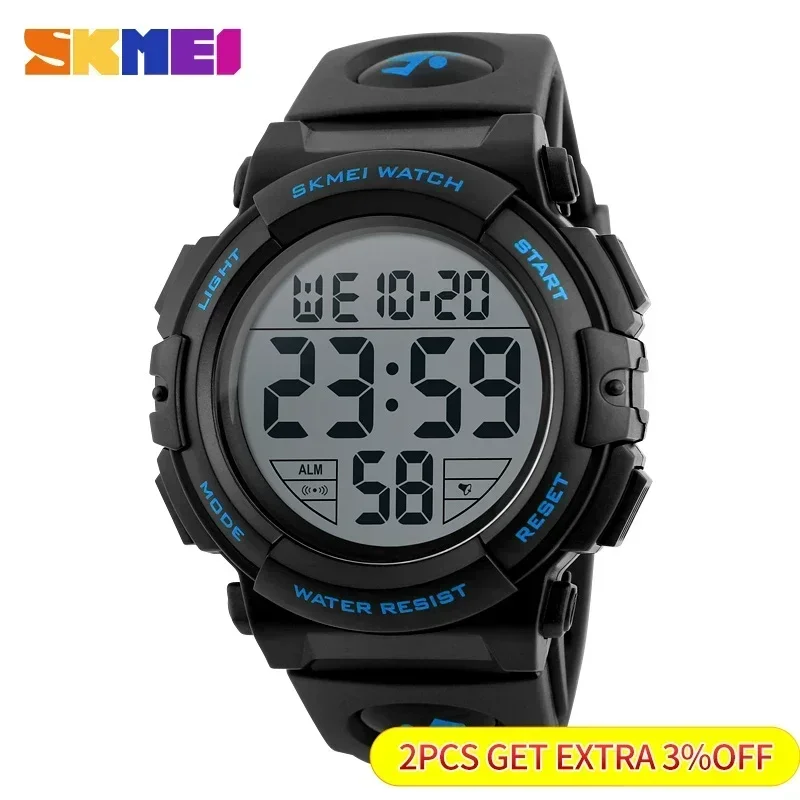 SKMEI-1258 Relógios multifuncionais masculinos, 5Bar relógio digital à prova d\'água, relógio do esporte ao ar livre, moda, 5pcs por conjunto