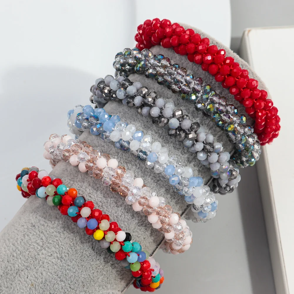 FishSheep Statement Colorful Elastic Crystal Bracelet for Women Boho Resin Beads Bracelets & Bangles 2024 Fashion Jewelry Gifts