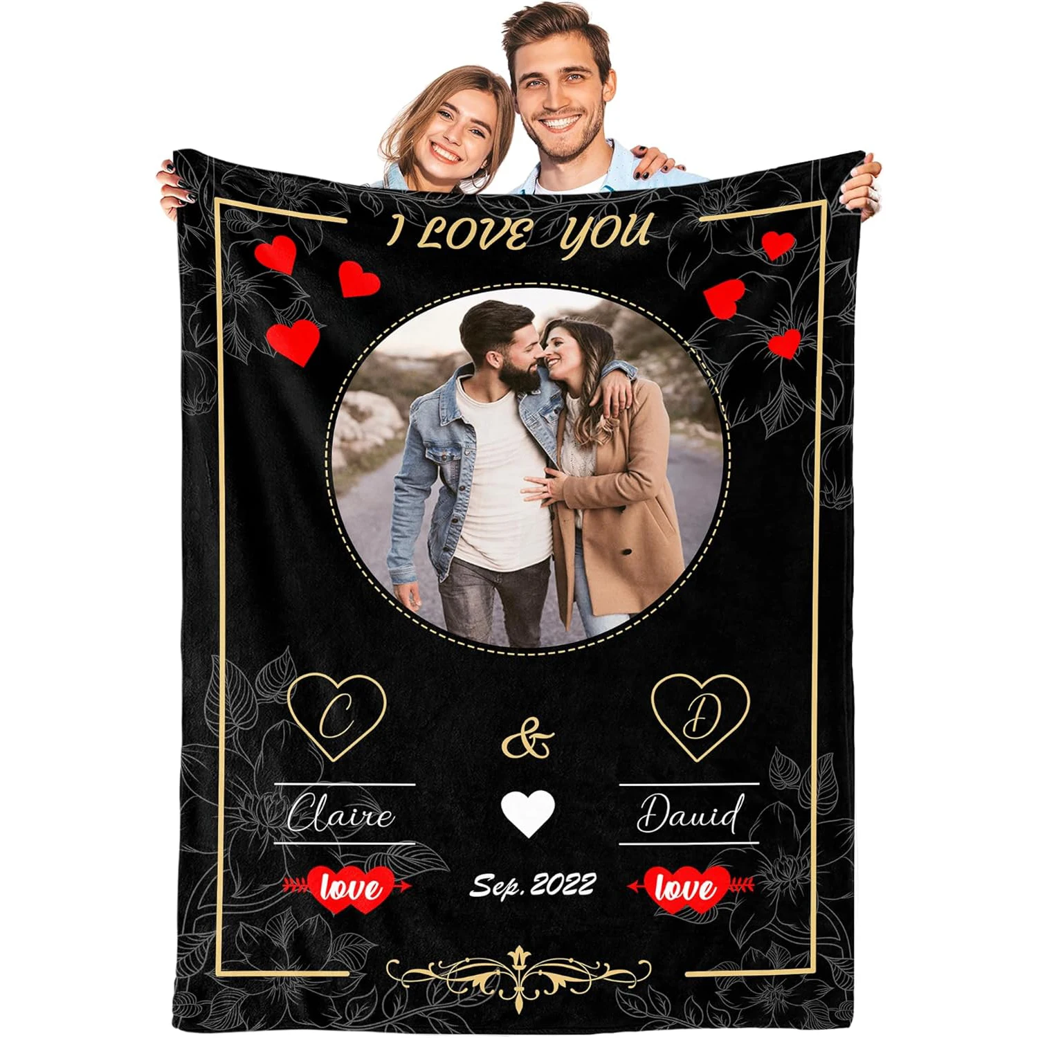 Boyfriend gift photo blanket personalized Christmas couple gift, unique birthday, anniversary, wedding, Valentine's Day gift