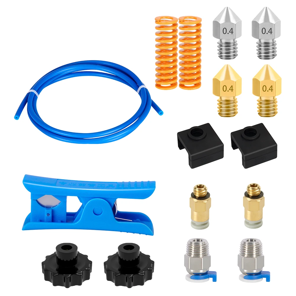 Boquilla de latón JP4-01 rampas MK8, conector neumático de KJH04-M6, resorte de nivelación, tubo PETG, cubierta de manga de silicona, j-head para Ender 3