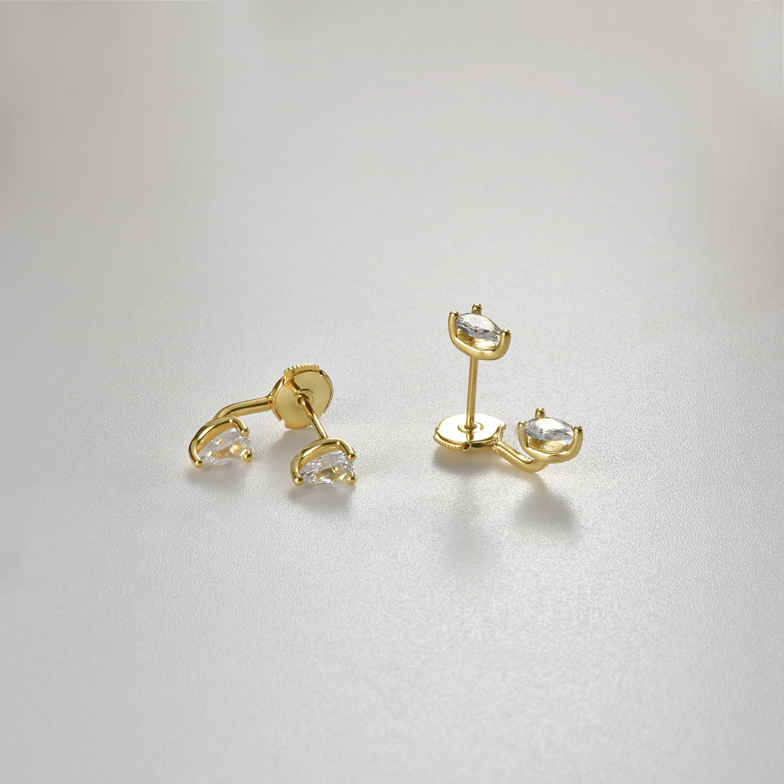 ANDYWEN 925 Sterling Silver Gold Pear CZ DropWater Clips Stud Earring Women Luxury Crystal Fine Jewelry 2023 Jewels Gift