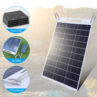 30W 5V Solar Panel Portable Dual USB Output Fast Solar Charging Panel Kit Outdoor Emergency Battery Charging for Camping Hiking