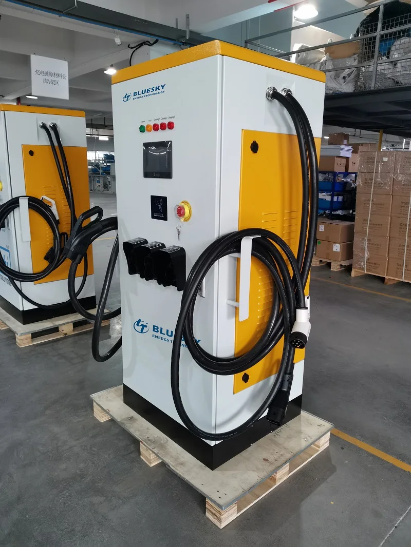 142KW DC/AC integrated Commercial EV charger  Three connector CCS2&CHAdeMO&Type2 for electric vehicle