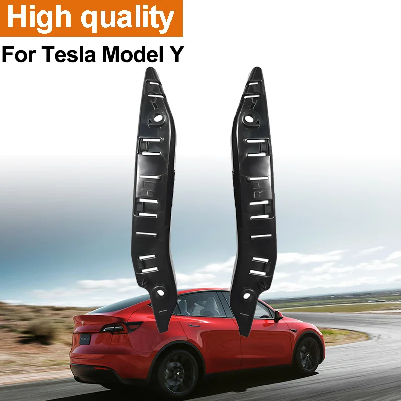 2pcs For Tesla Model Y 2020 2021 2022  Front Bumper Bar Bracket Left + Right ABS Black Mount Bracket Support Fit 1493770 1493771