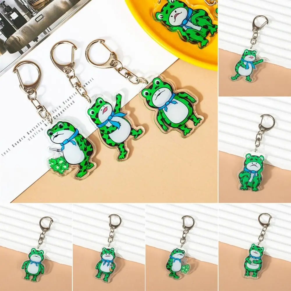 Cartoon Animal Frog Acrylic Keychain Frog Acrylic Silent Frog Keychain Keyring Green Animal Frog Pendent Toy for Children