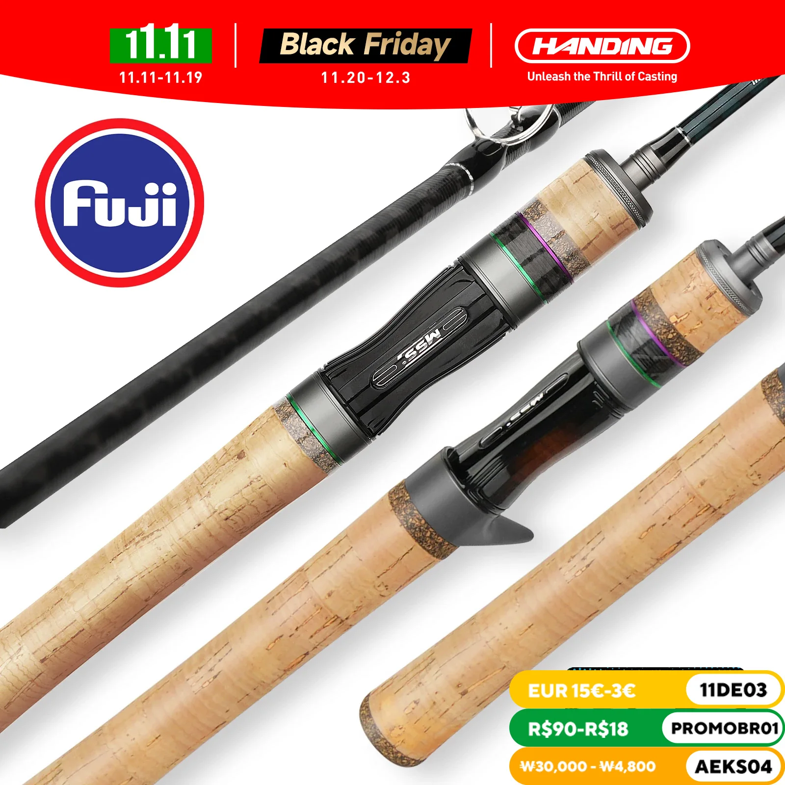 HANDING Magic L Micro BFS Fishing Rod 78g Carbon Fishing Rod Lure Weight 1-8g FUJI® O+A Guide Rings UL/L Casting Rod