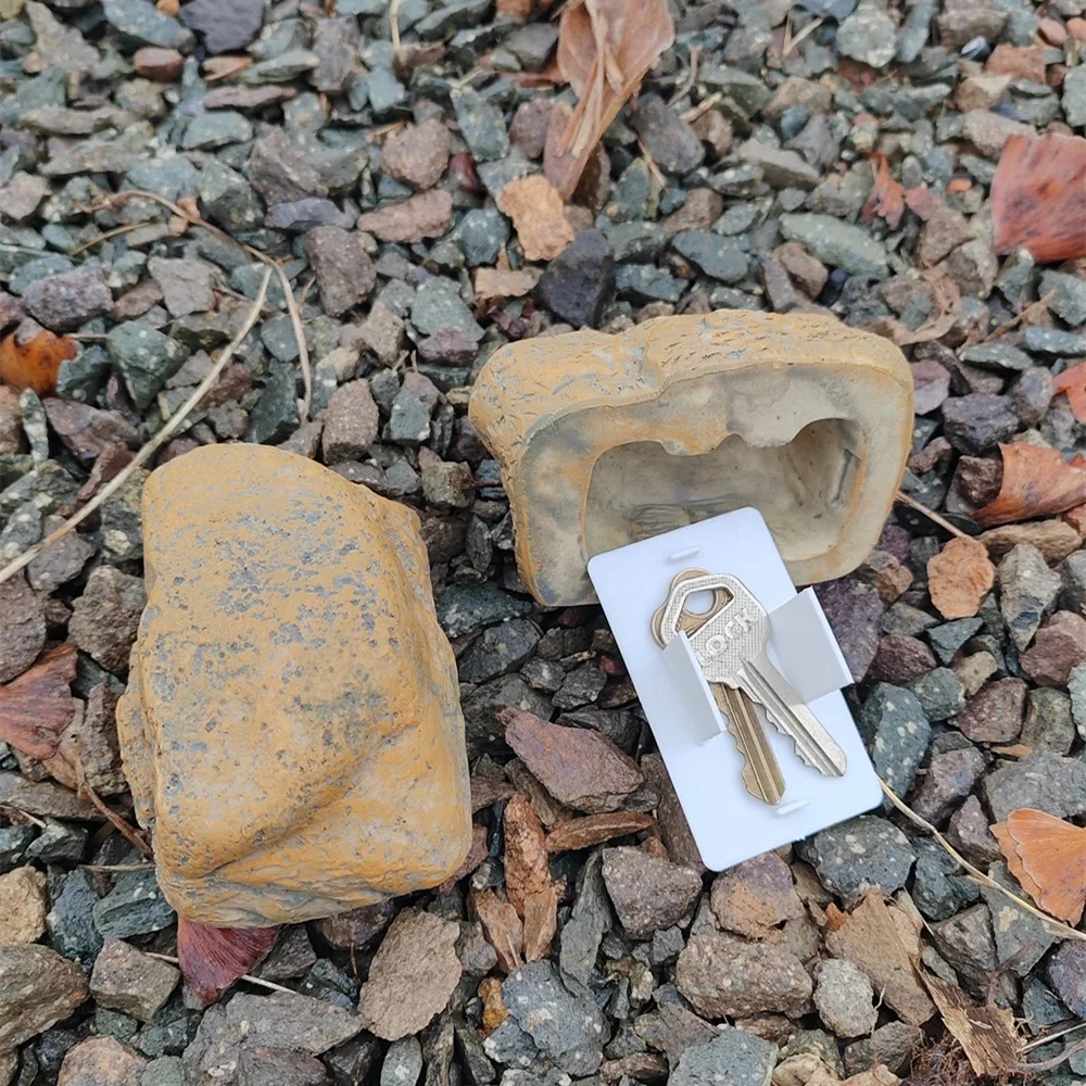 Hidden Creative Decorative Simulated Stone Spare Key Storage Box For Home Outdoor Garden RV Spare Keys Key Fob Safe Secure Hide