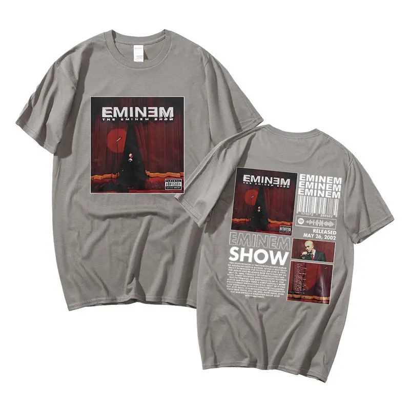 Rapper The Eminem Show Album Double Sided Print T Shirt Men Hip Hop Oversized T-shirts Male Vintage Style Streetwear Tees Summer