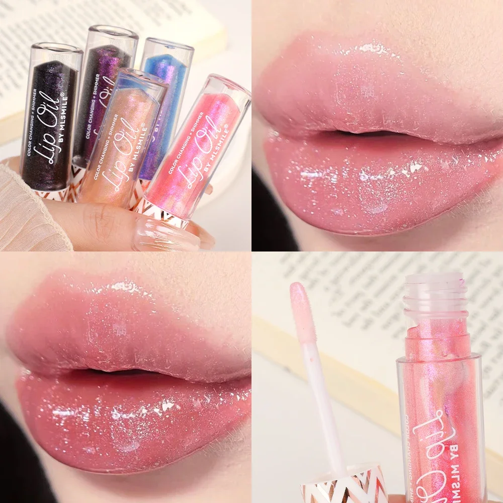 Transparent Glitter Lip Gloss Women Makeup Diamond Shiny Longlasting Waterproof Liquid Lipstick Non-sticky Glitter Lip Cosmetics