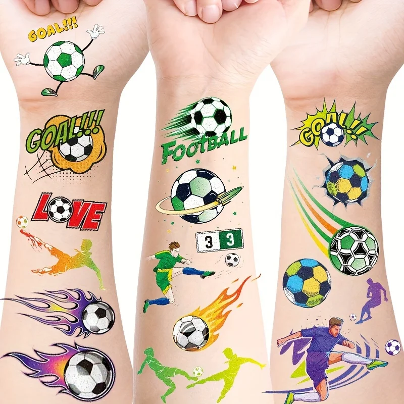 12/8 sheets of glitter football game temporary tattoo stickers for football parties, football fan themed party decorations, boys