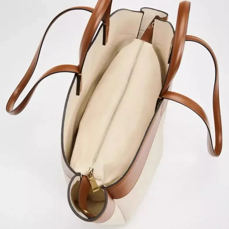 جديد 2025 المرأة حقيبة تسوق من القماش تقسم عالية الجودة سعة كبيرة يده كتف واحد التسوق حقيبة كبيرة لينة شكل Comput #4