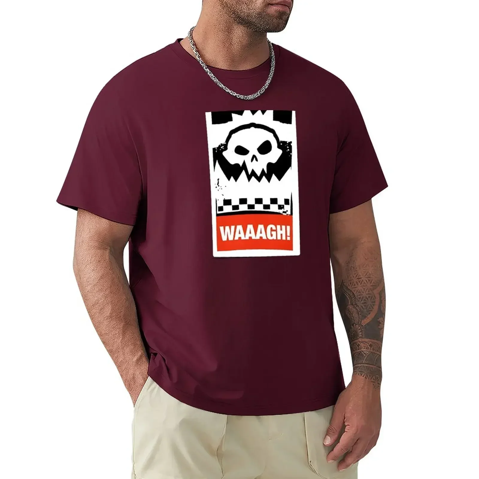 Plain new edition vintage for a boy oversized t shirts for men Ork Waaagh! Wargaming Meme Male printing tee tops heavyweight