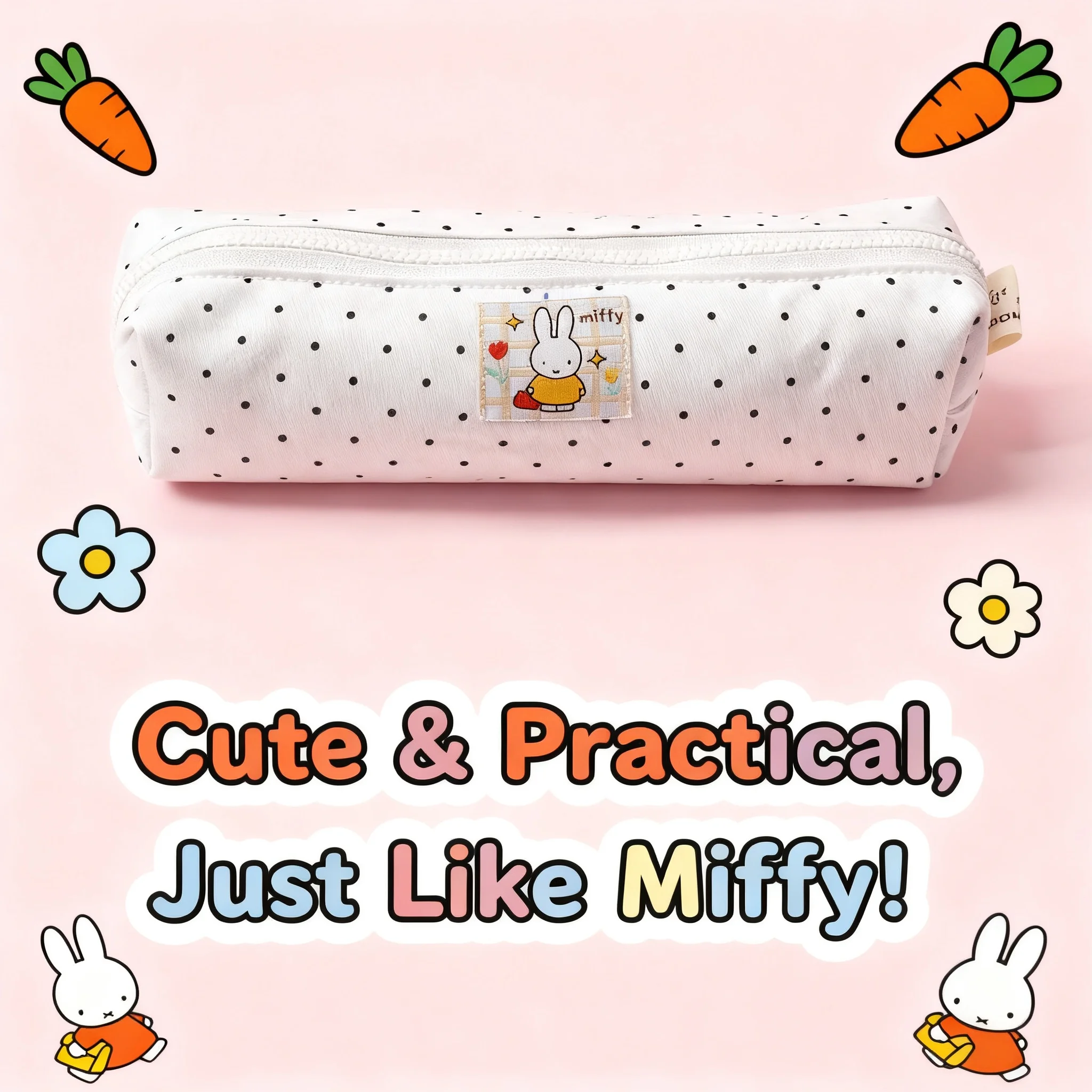 

Miffy Embroidery Pen Case Kawaii Cosmetics Storage Bag Student Stationery Organizer Cute Gift Toys for Girls