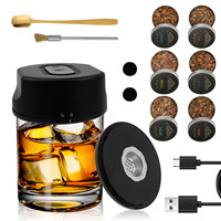 1 Set Whiskey Smoker Kit Electric Smoking Set with 6 Flavors Wood Chips Rechargeable Cocktail Smoker Kit for Bar Drinks Kitchen