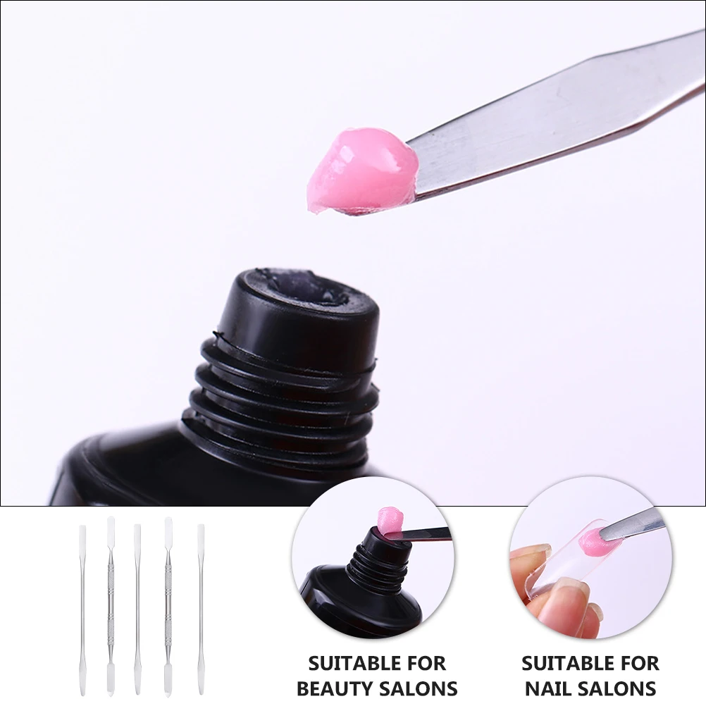 

5pcs Makeup Spatula Set Stainless Steel Mixing Tools For Foundation Blush Eyeshadow Lip Customizing Daily Salon Use