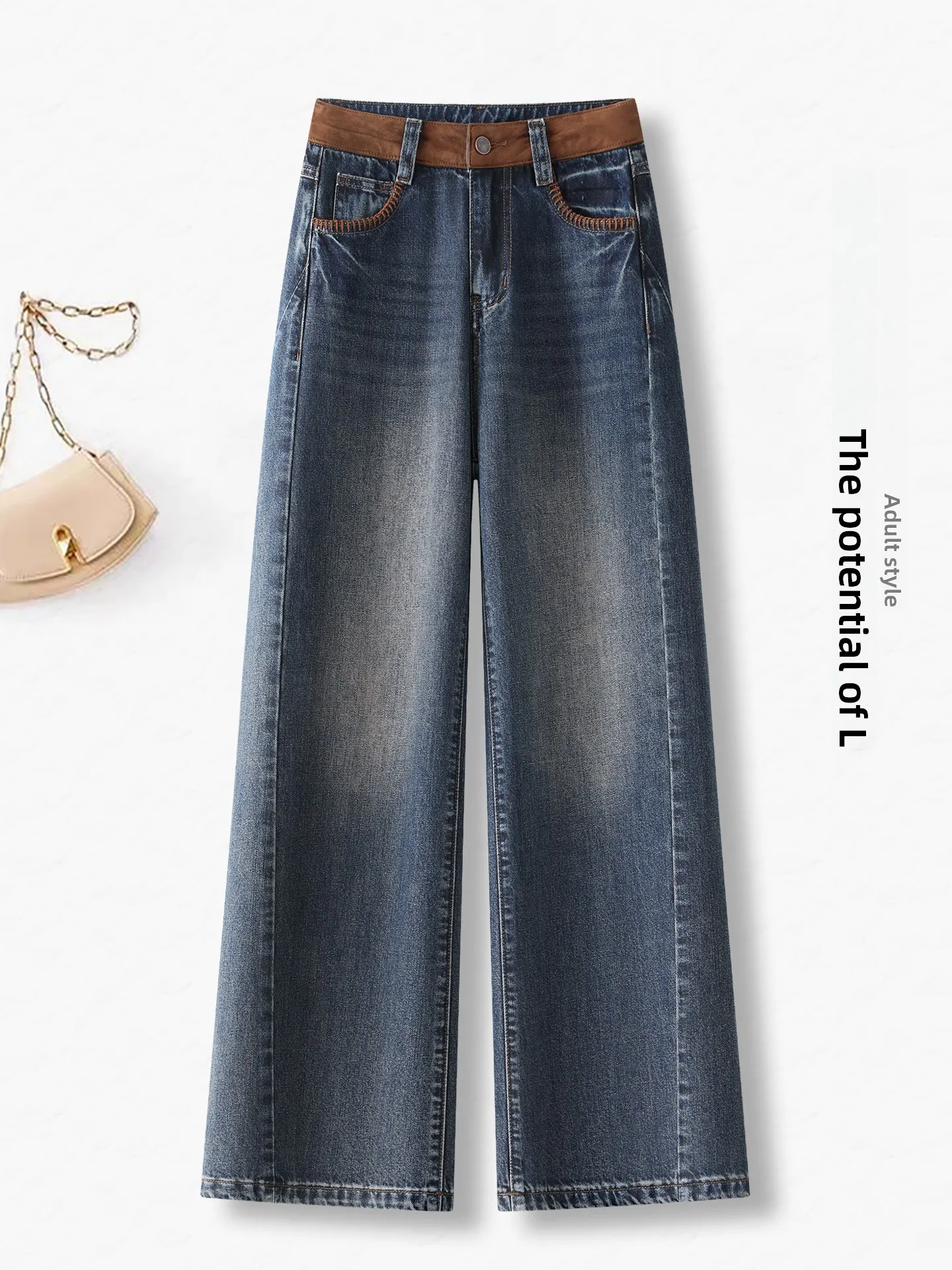 

Ретро джинсы с широкими штанинами для женщин, осенне-зимние, новые, с высокой талией, утепленные флисом, прямые брюки, повседневные, из хлопка, стрейч...