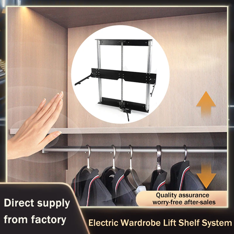 Smart Touch Sensor Elektrisch hefplanksysteem voor kledingkast met afstandsbediening en verborgen rail voor soepele omhoog en omlaag beweging