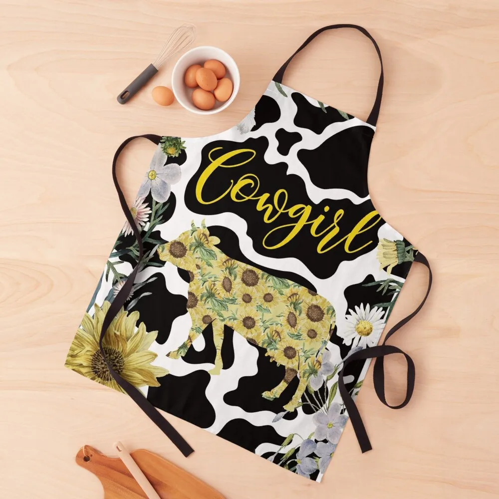 Cow print Cowgirl Apron Men'ss esthetician For Women Kitchen kindergarten teacher Apron