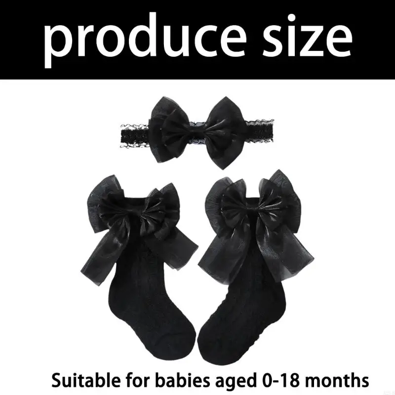 Entzückende Kombination aus Stirnband und Socken mit Schleife für Babys, dehnbar, bequemes Design, Kopfbedeckung, Socken, für – Detail 6