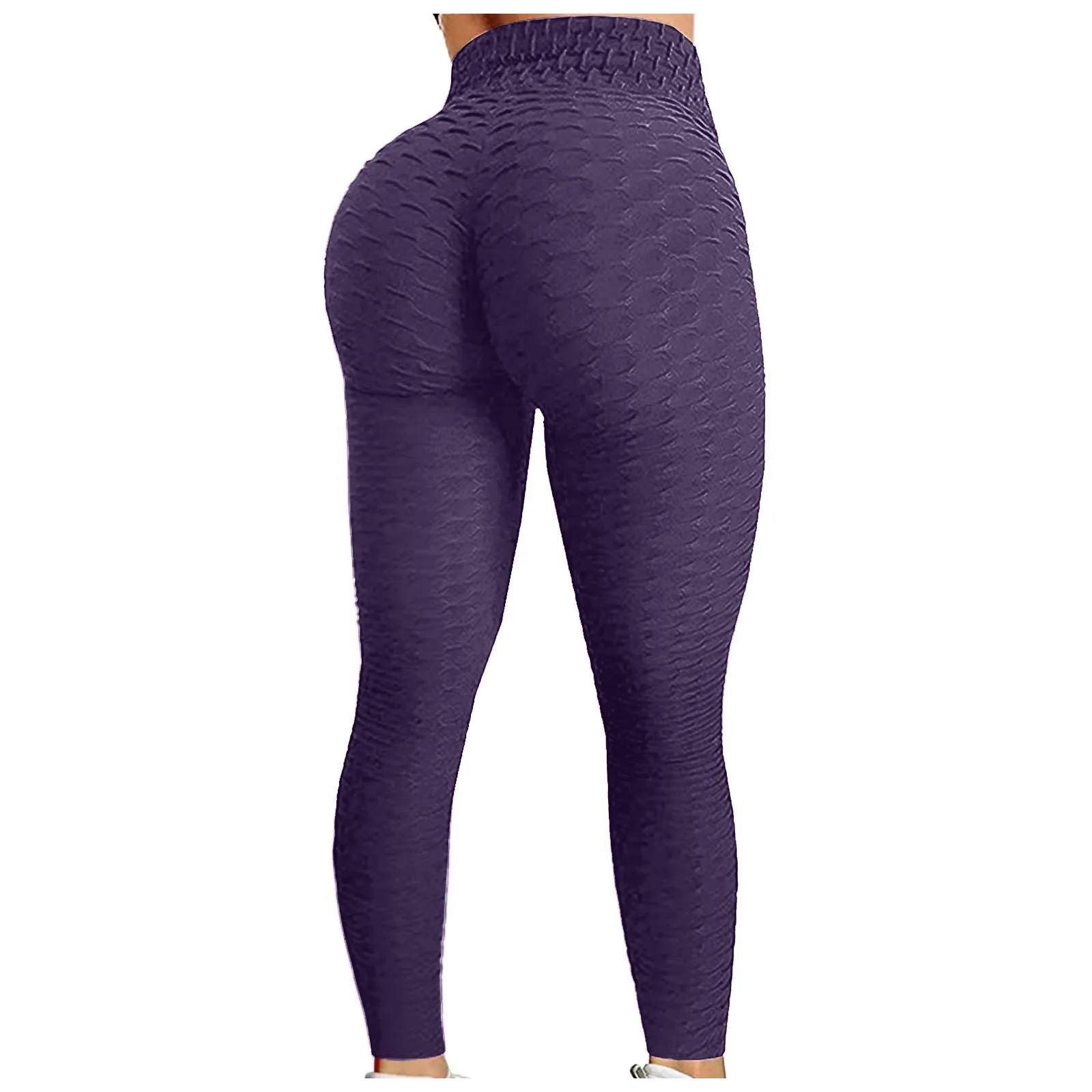 Women\'s Bubble Hip Lifting Exercise Fitness Running High Waist Yoga Pants Solid Color Fashionable Yoga Pants