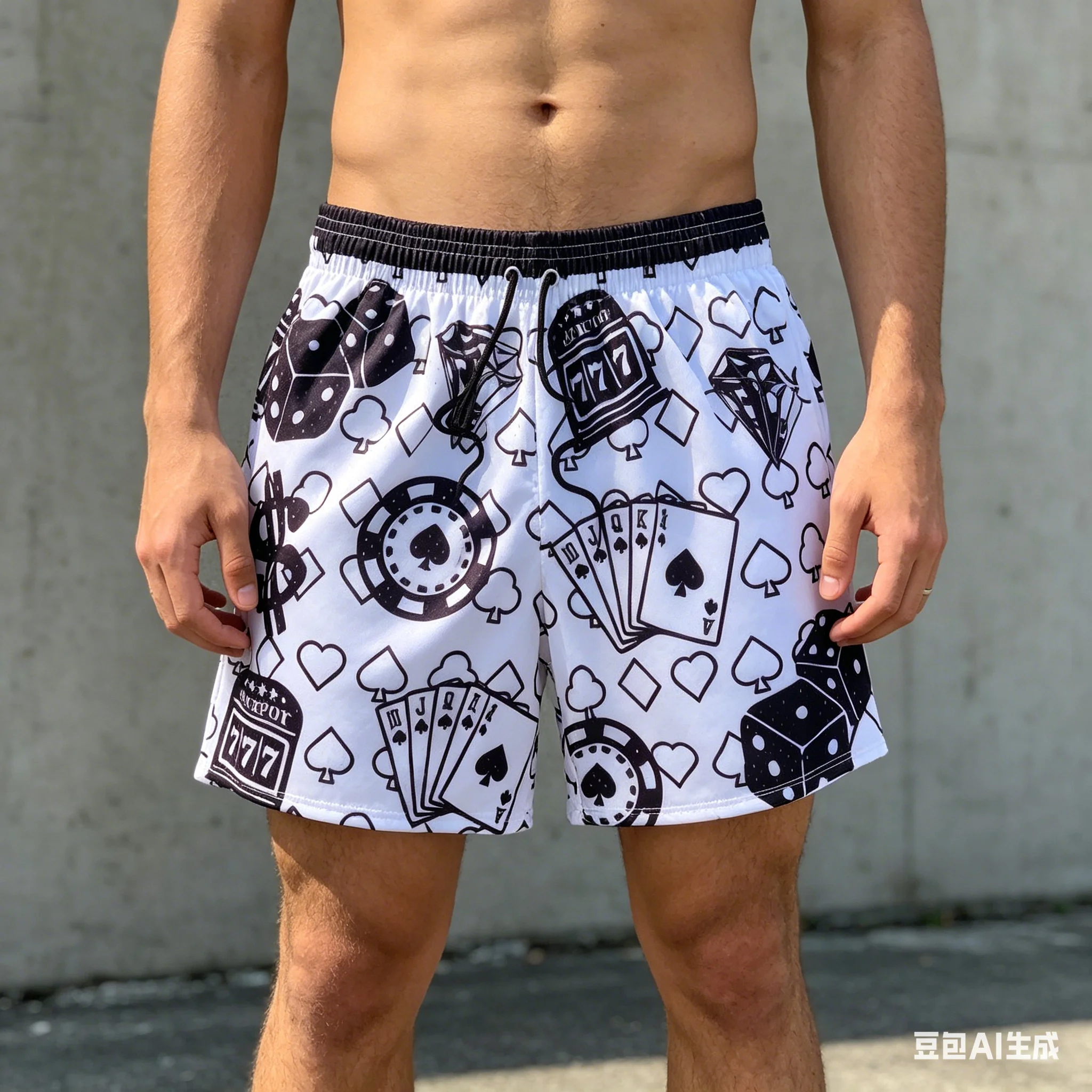 

Life Is Like Gambling Street Fashion Athleisure Shorts Summer Quick-dry Soft Lightweight Swim Shorts Daily Exercise Streetwear